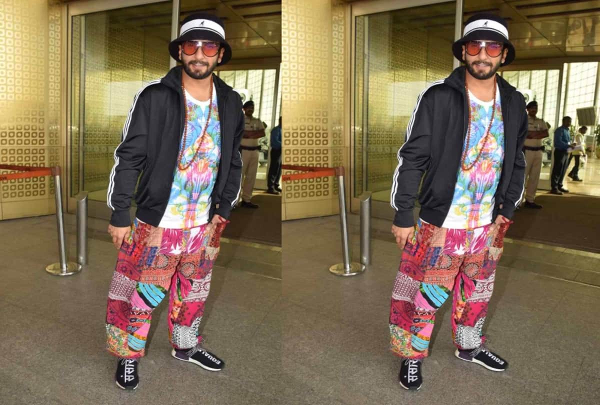 Ranveer Singh spotted at the Mumbai airport in a colourful avatar