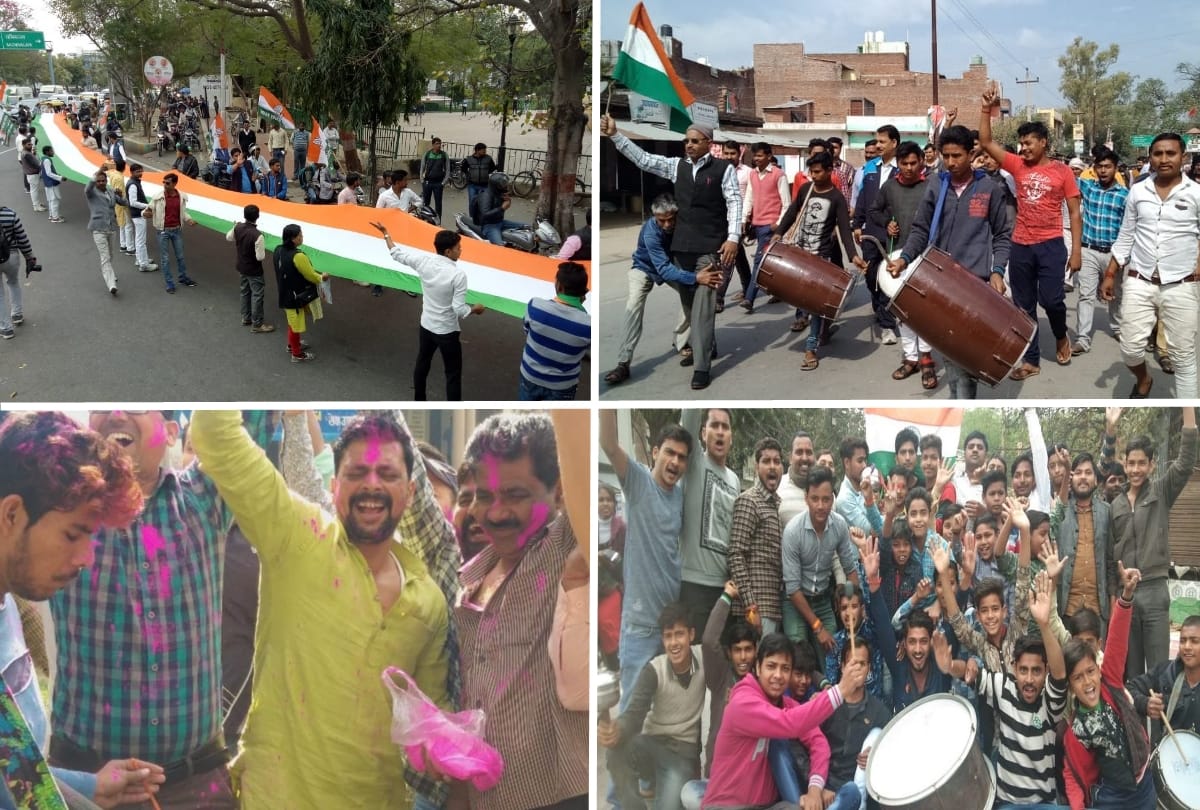 after air strike in pok country india celebrate in different style some dance some offer laddoo