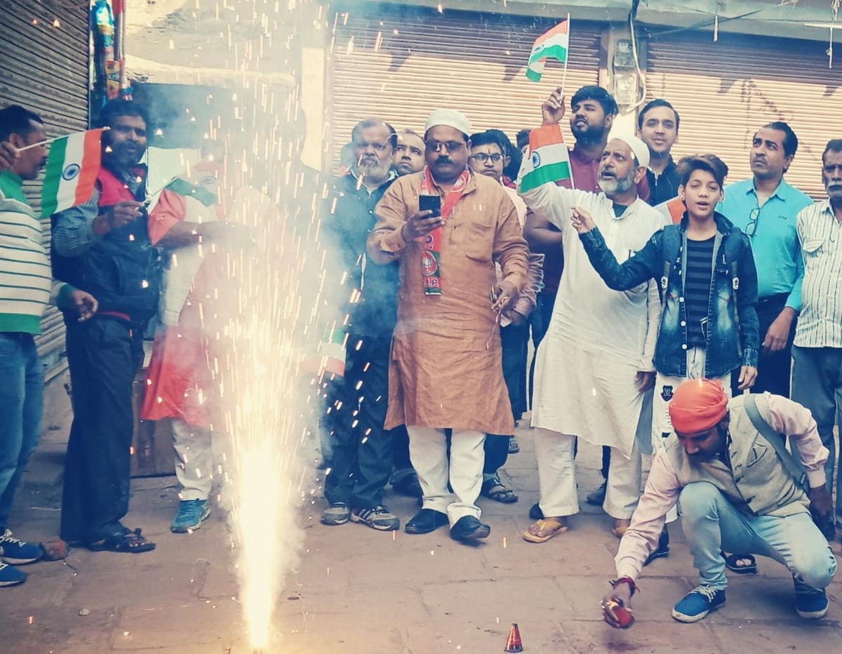 People Celebrate Air Strike on Pakistan