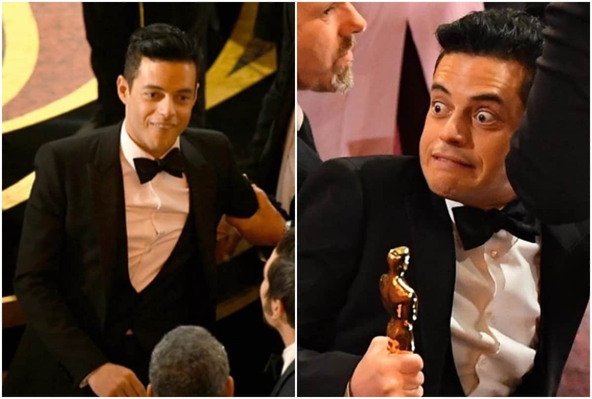 oscars 2019 Best actor Rami Malek falls down to stage