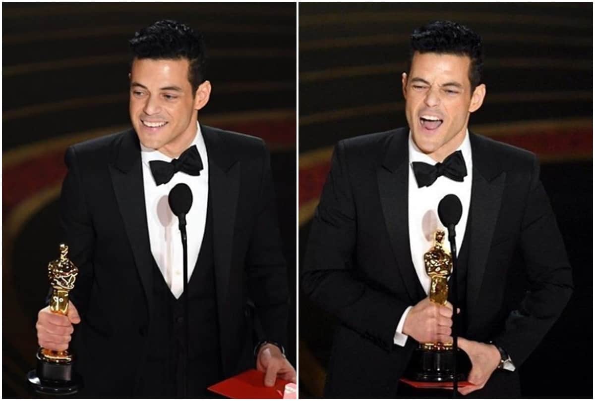 oscars 2019 Best actor Rami Malek falls down to stage