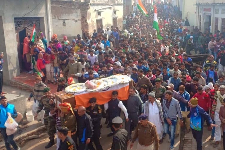 Haryana Sepoy Sombir Kadiaan Funeral, Who Died in Kulgam Encounter with Militants