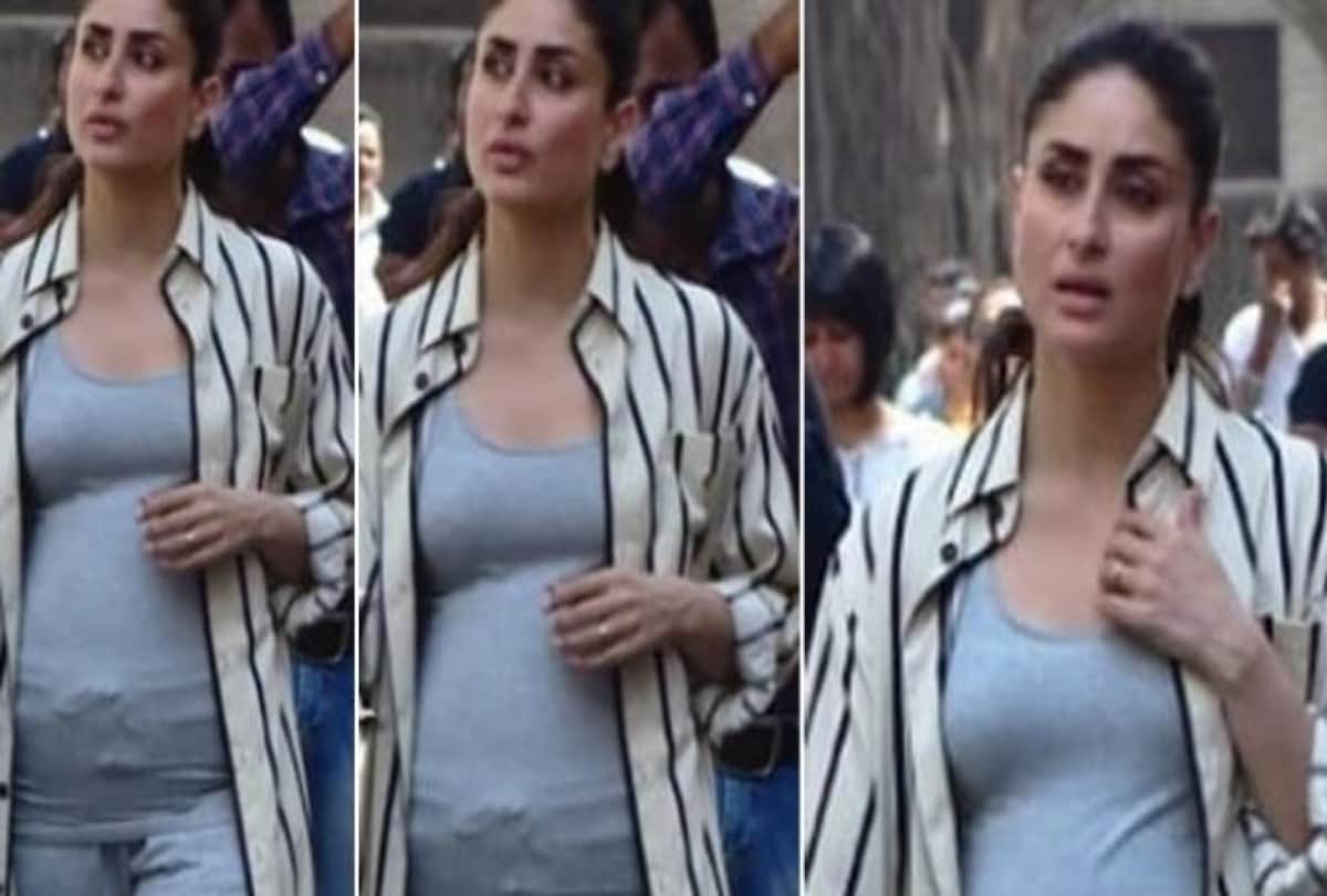 kareena kapoor flaunts her baby bump while shooting for her upcoming film good news