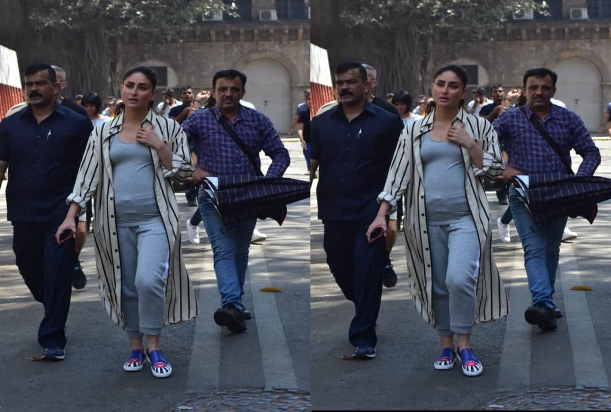 kareena kapoor flaunts her baby bump while shooting for her upcoming film good news