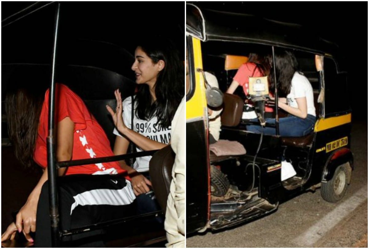 Sara Ali Khan Ananya Pandey spotted at late night auto ride in Mumbai