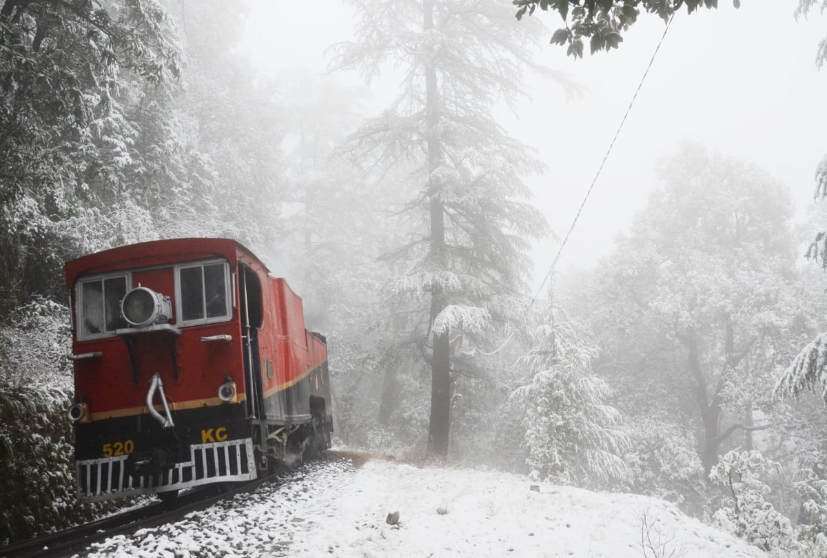 Steam Engine run on snowing rail track for the first time from Shimla