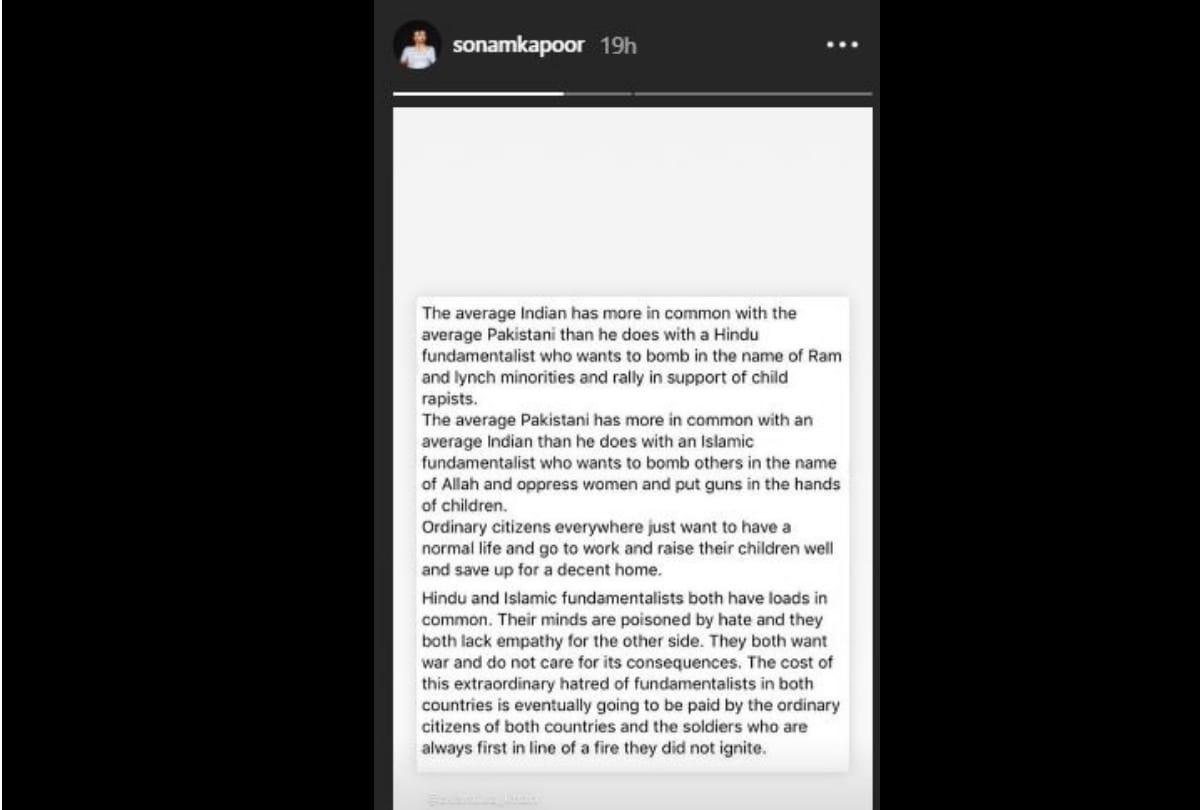 sonam kapoor mercilessly trolled for sharing humans of hindutva post