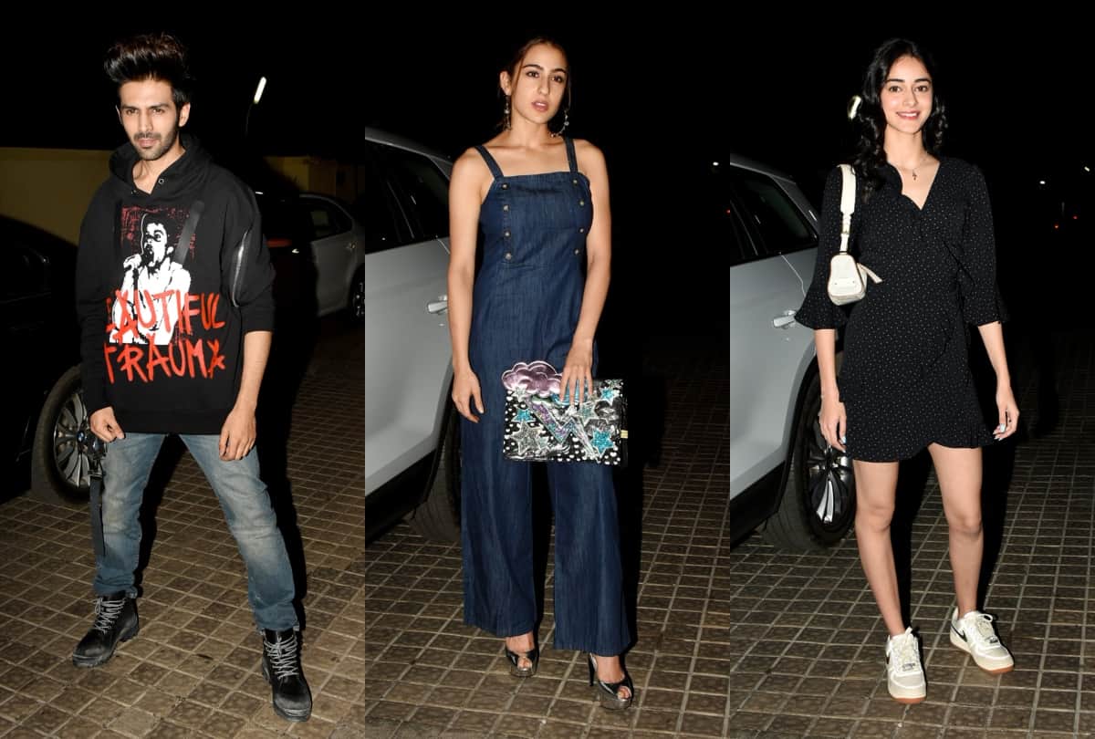 sara ali khan ananya panday again spot luka chuppi special screening