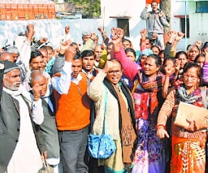 protest at city police station