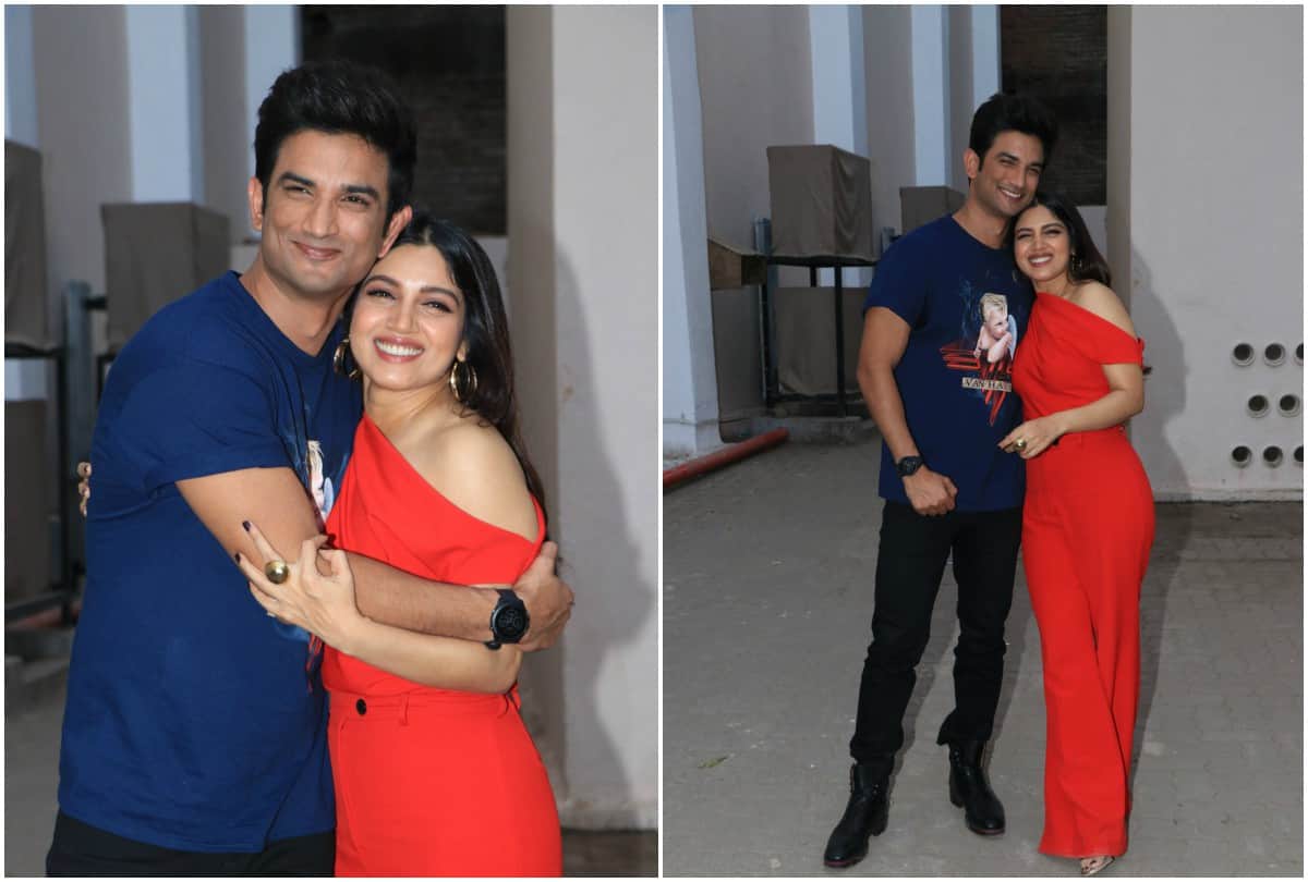 Sonchiraiya stars Sushant Singh Rajput Bhumi Pednekar spotted in Mumbai
