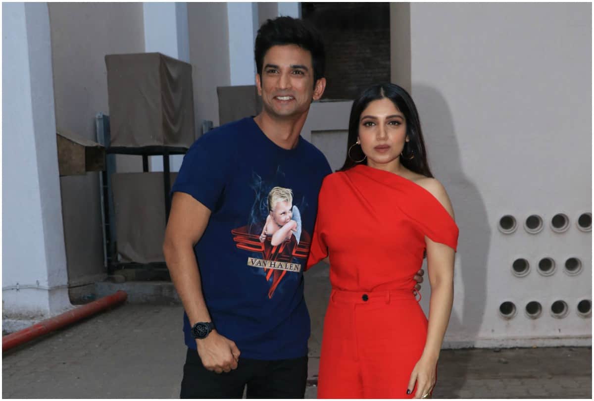 Sonchiraiya stars Sushant Singh Rajput Bhumi Pednekar spotted in Mumbai