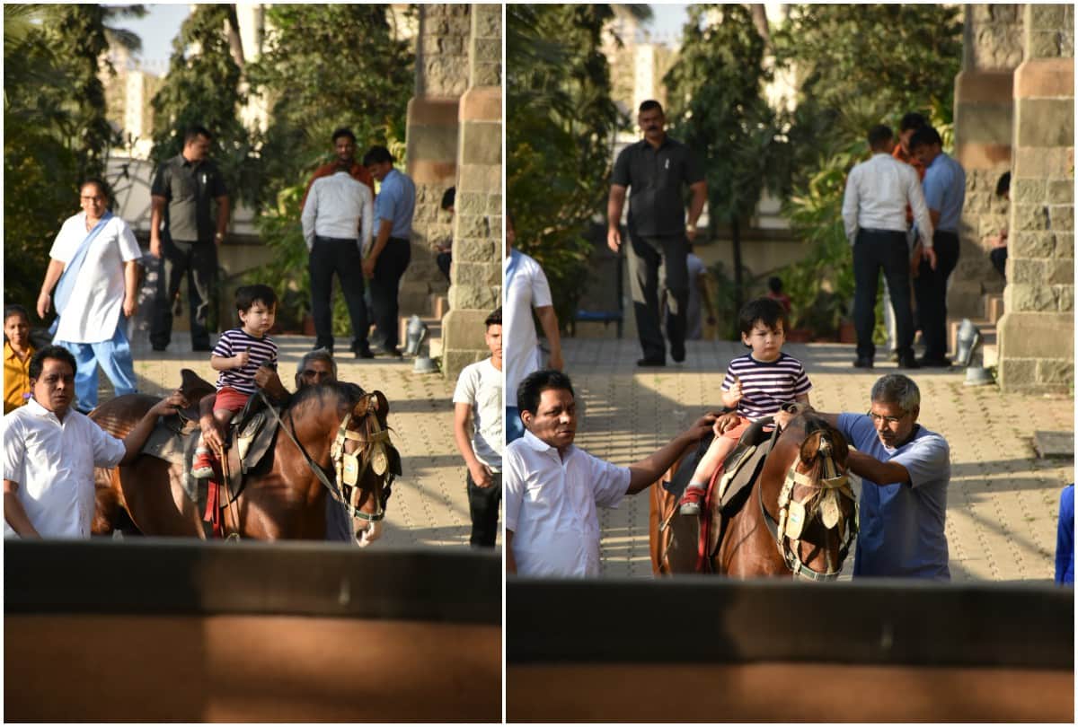 Kareena Saif son Taimur spotted with horse riding