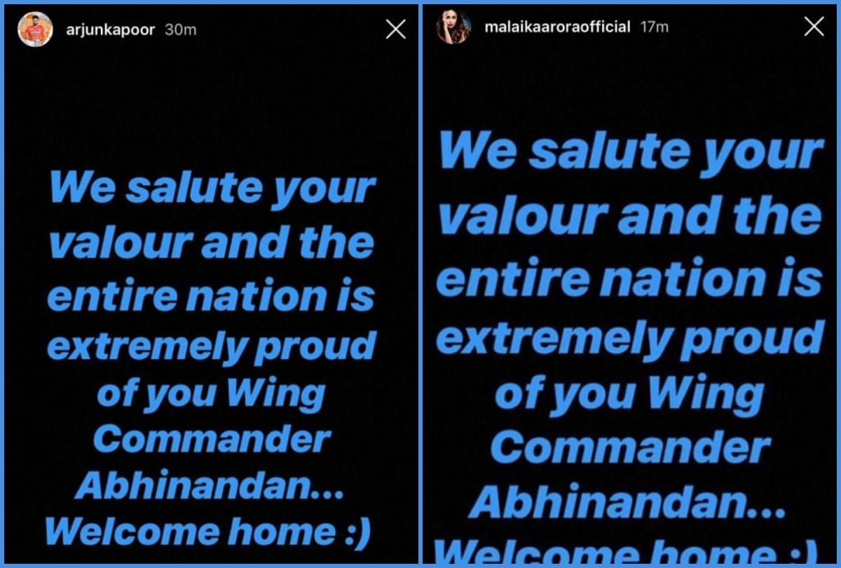 arjun kapoor and malaika arora salute abhinandan varthama