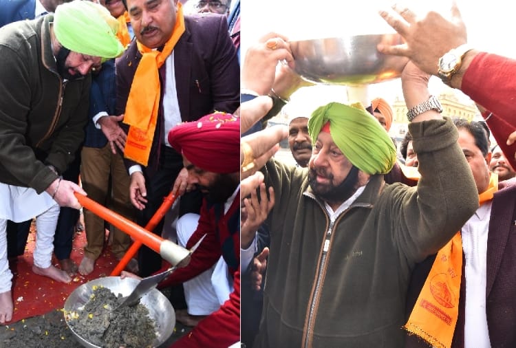 Captain Amarinder Singh started kar seva at shri Durgiana mandir