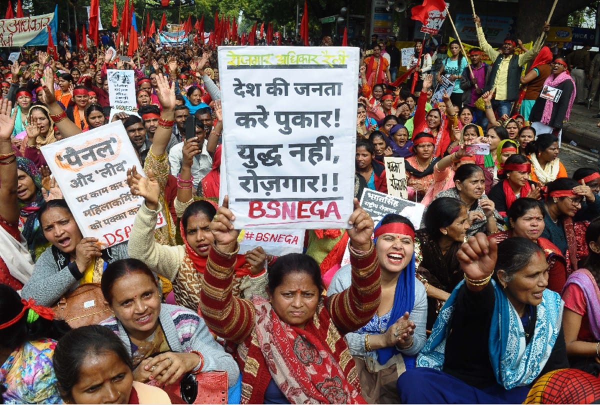 Hundreds of Anganwadi workers participate in rally for employment rights