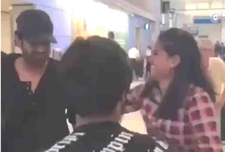 baahubali fame prabhas expression after a crazy fan softly slaps him video viral
