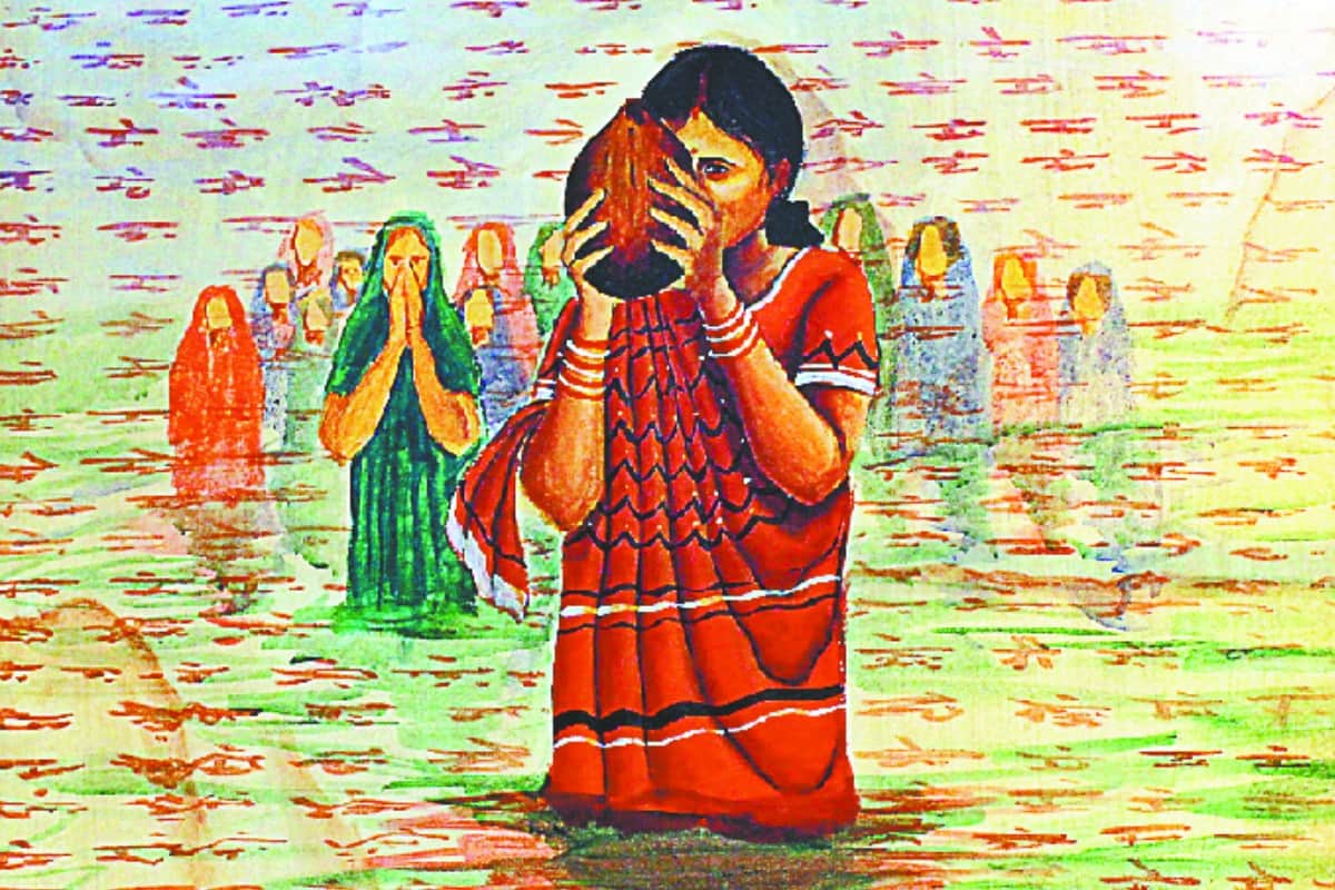 kanohar lal college Meerut girls students shows the color of kumbh by paintings