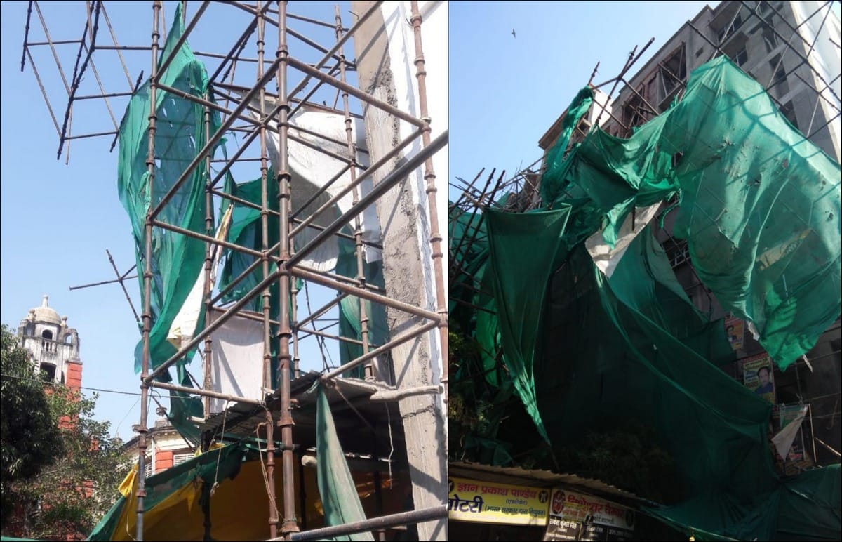 Multistory building pipe fall in varanasi