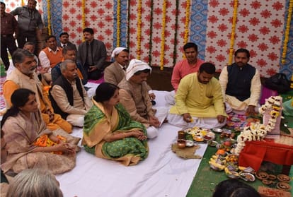Construction of Banka Bihari temple courtyard started with Bhumi Pujan
