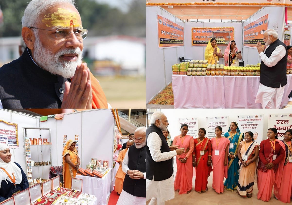 Narendra modi honor women at women day in varanasi