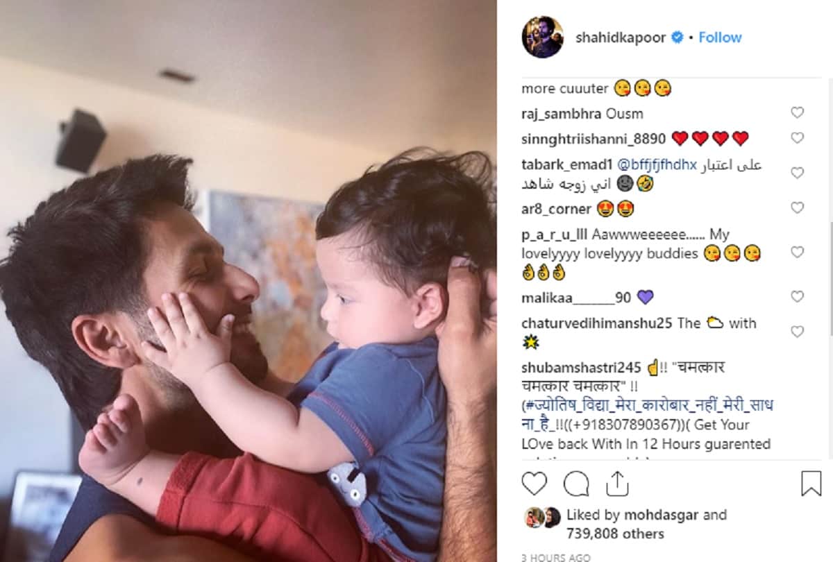 shahid kapoor shares a photo with son jain kapoor