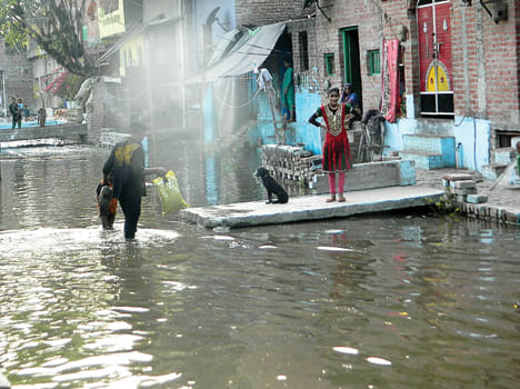 Water in the gutters in Ganganagar's house