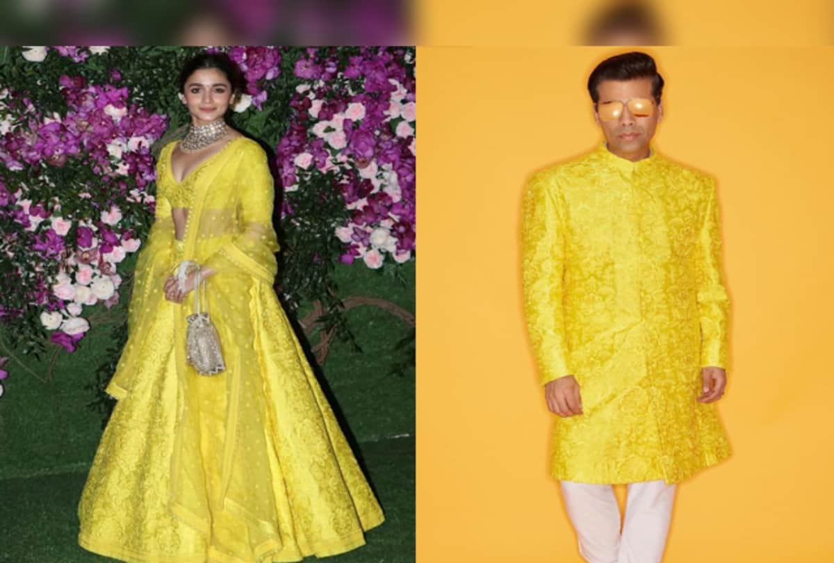 Alia Bhatt twins with Karan Johar at Akash Ambani and Shloka Mehta wedding