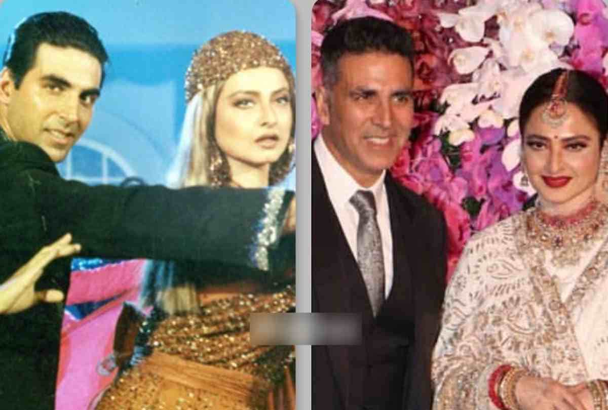 akshay kumar and twinkle khanna posed with rekha at akash ambani and shloka mehta reception