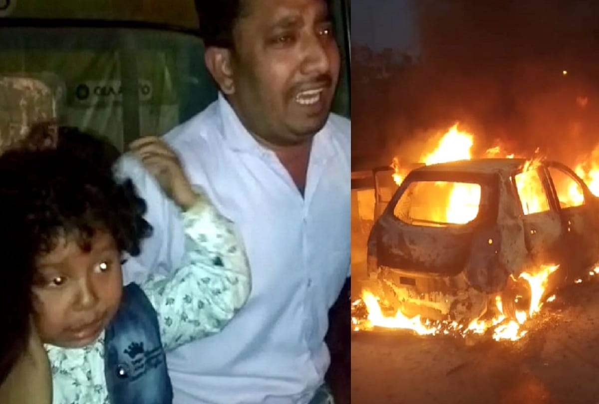 delhi burning car family dies man took car to side of road to save others but looses family