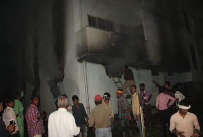 Fire in chips and oil warehouses at varanasi
