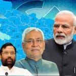 प्रधानमंत्री नरेंद्र मोदी, बिहार के मुख्यमंत्री नीतीश कुमार और केंद्रीय मंत्री रामविलास पासवान