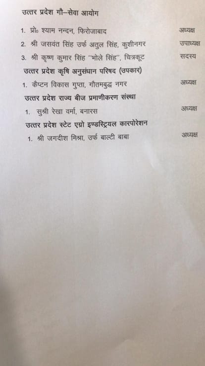 yogi government declares the name of chief of different commission.