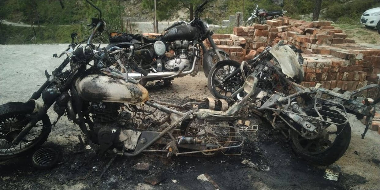 Chaotic elements set fire to three bikes