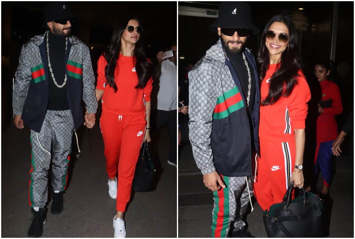 Ranveer Singh and Deepika padukone At Airport As They Leave To Unveil Her Wax Statue