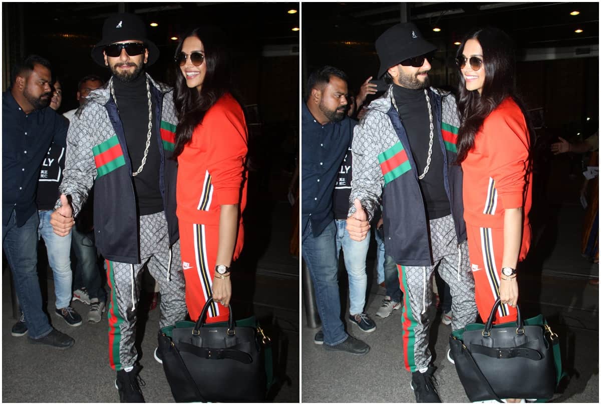 Ranveer Singh and Deepika padukone At Airport As They Leave To Unveil Her Wax Statue