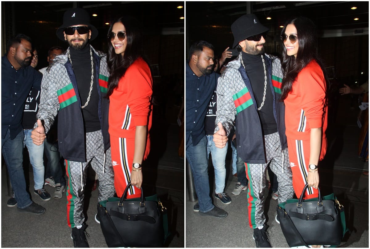 Ranveer Singh and Deepika padukone At Airport As They Leave To Unveil Her Wax Statue