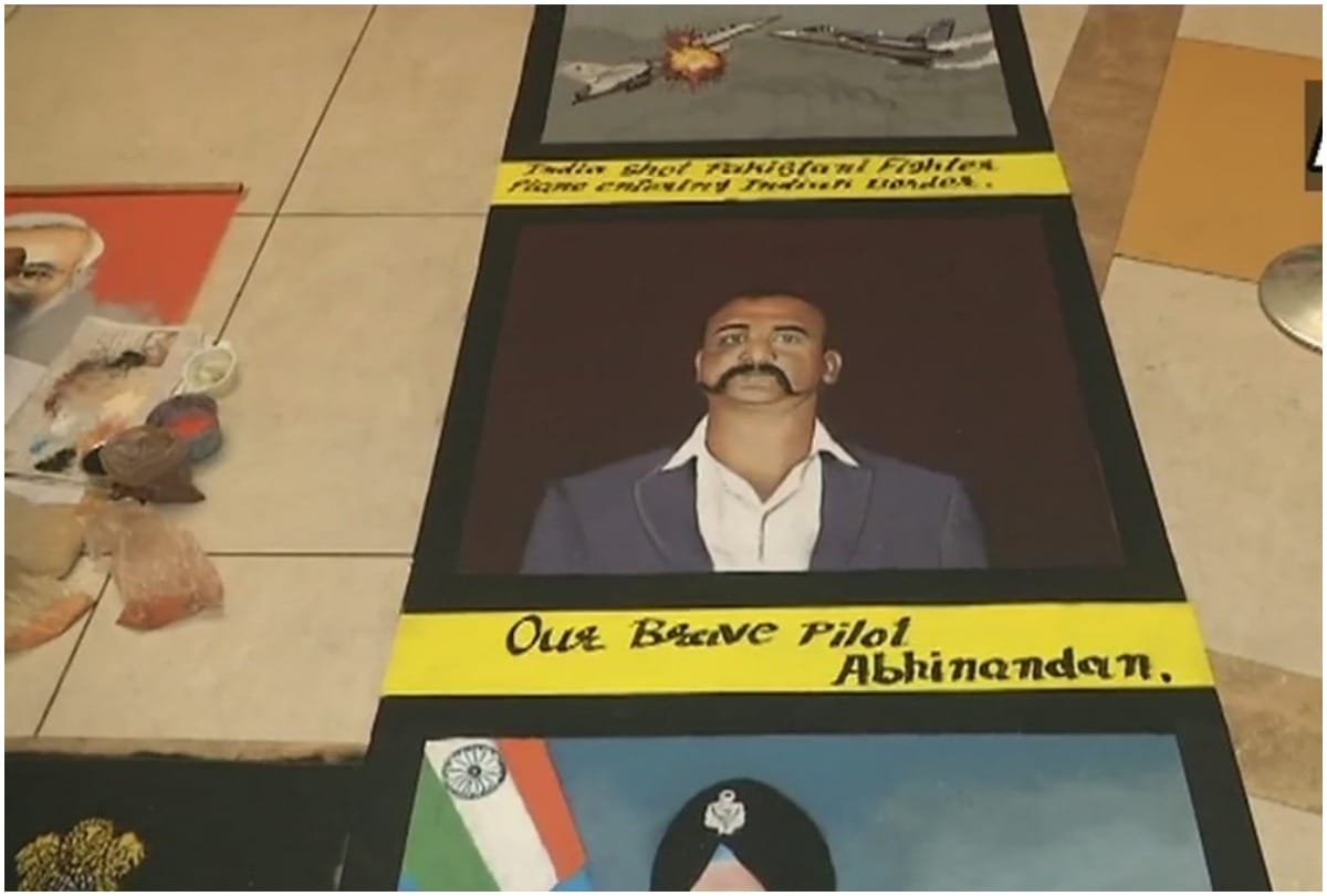Balakot Airstrike and Surgical strike theme of Surat Rangoli