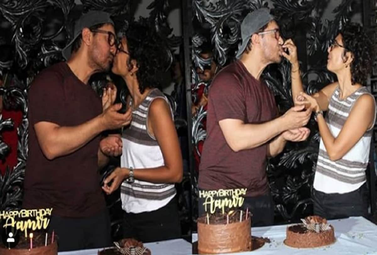 Aamir Khan shared romantic liplock with Kiran Rao after cutting birthday cake in front of media