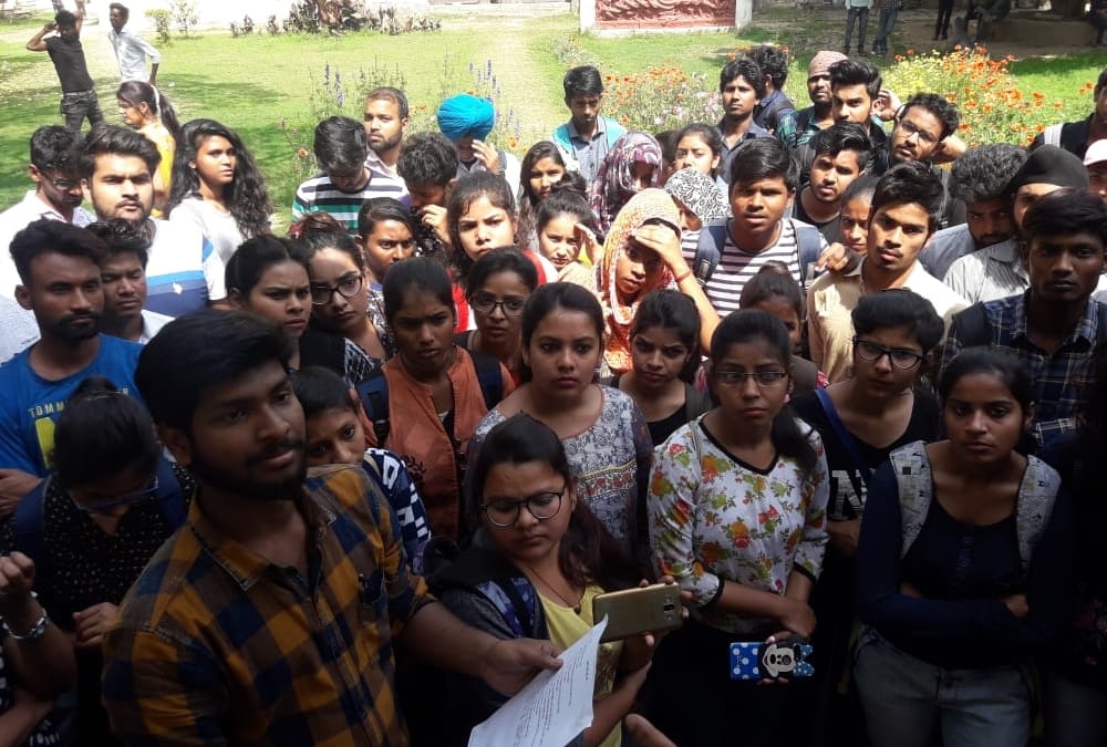Students protest in Lucknow University.