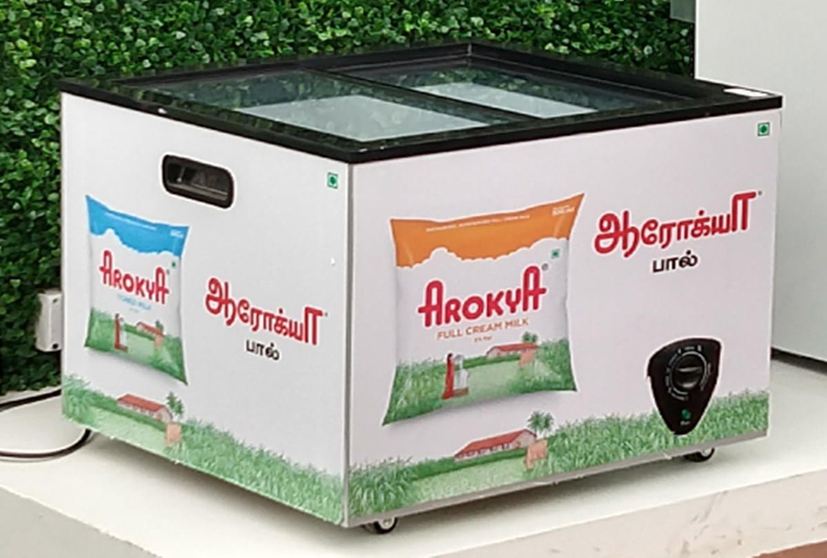 Solar freezers attrect people in kitchen products at International Fair in Pragati Maidan