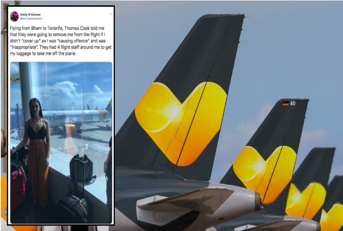thomas cook airlines says woman of wear proper clothes or leave flight