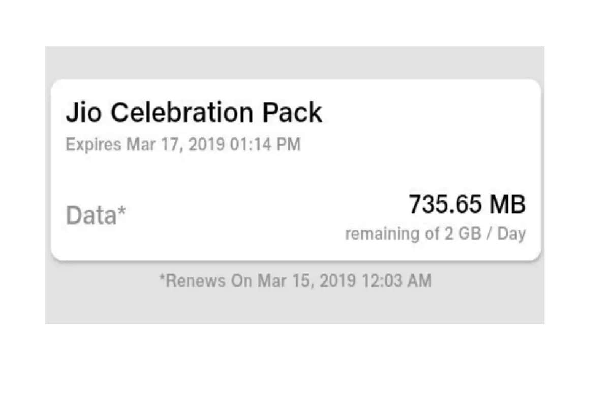 Jio Celebrations Pack gives 2gb free data to some users