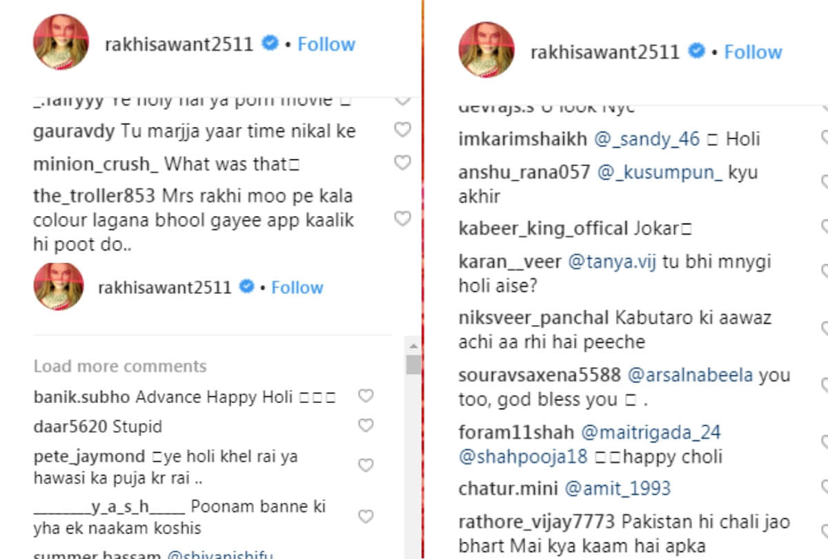 rakhi sawant wishes holi video than user troll