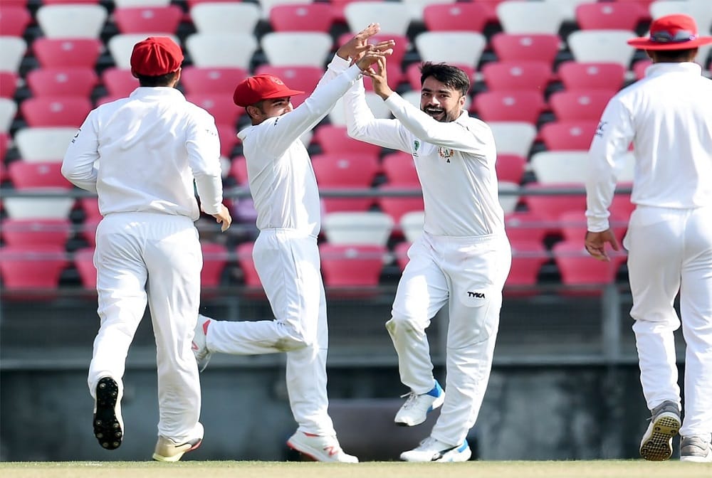 rashid khan takes five wickets, Afghanistan chase 147 to win maiden Test