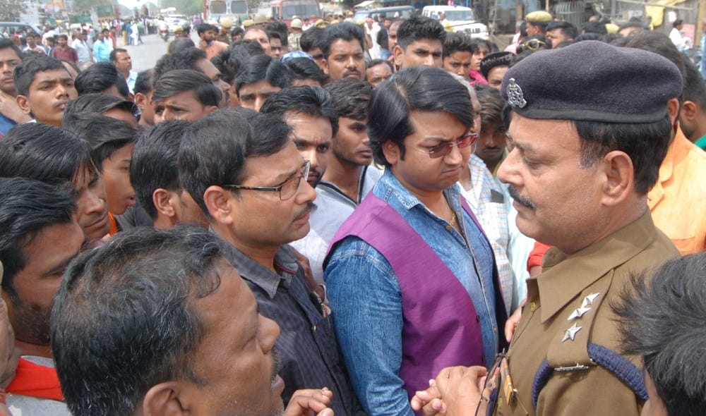 protest against buisinessman murder