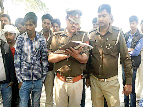 The victim's body was found hanging on the gallows