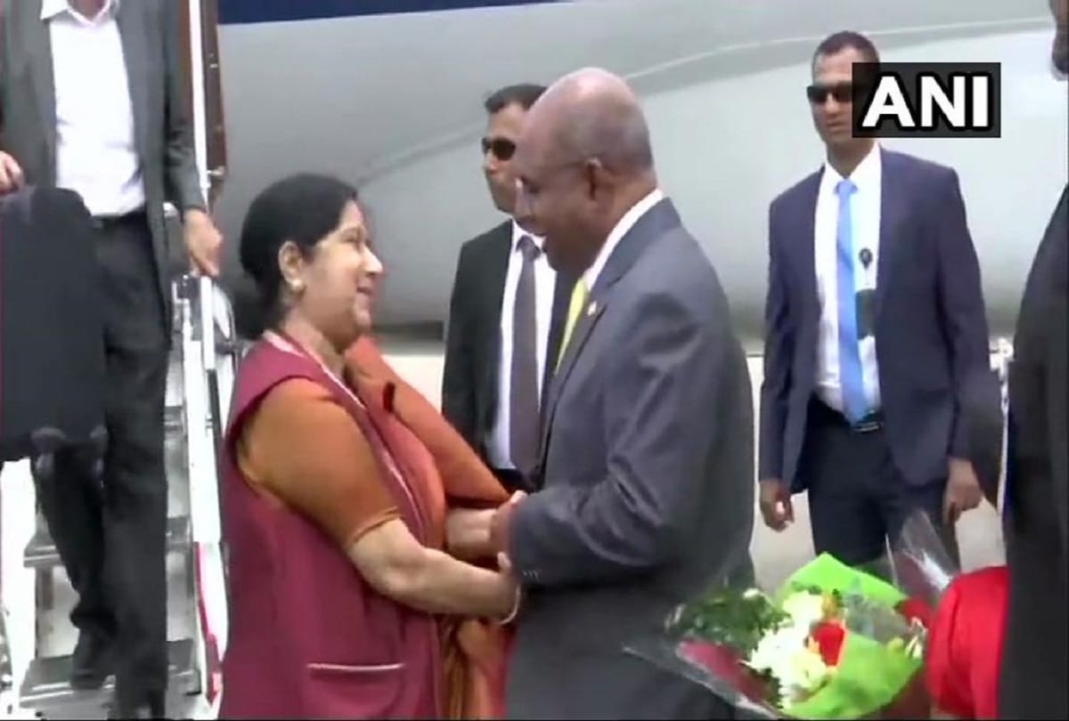 Sushma Swaraj arrives in Maldives for 2-day visit