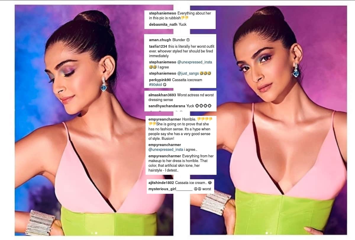 when sonam kapoor trolled for green and pink heavy gown