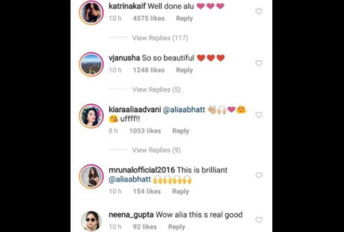 katrina kiara and many more stars appreciates alia bhatts kalank song ghar more pardeshiya