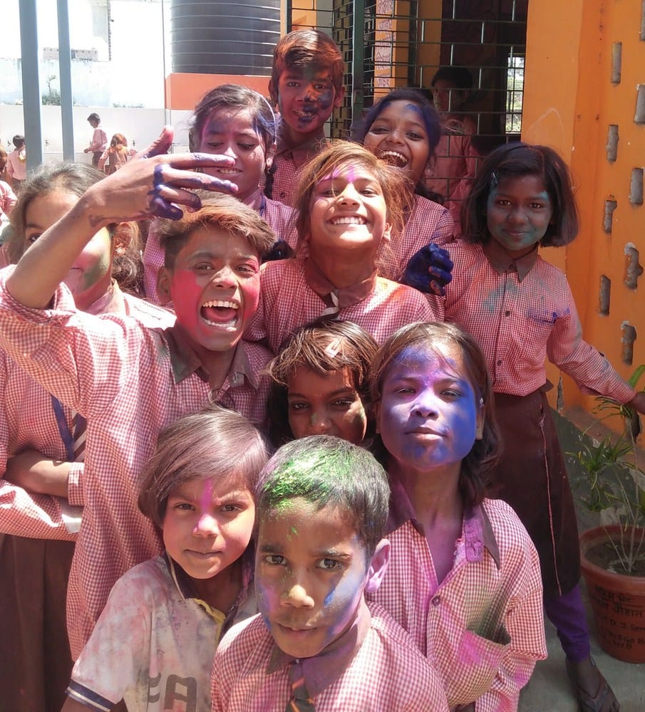students celebrated holi